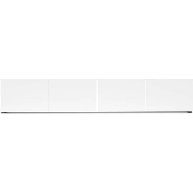Dmora - Fernsehschrank Randfontein, Ständer für Wohnzimmerfernseher, Niedriges Wohnzimmer-Sideboard, TV-Ständerbasis, Made in Italy, 225x38h39 cm, Glänzendes Weiß – Bild 6