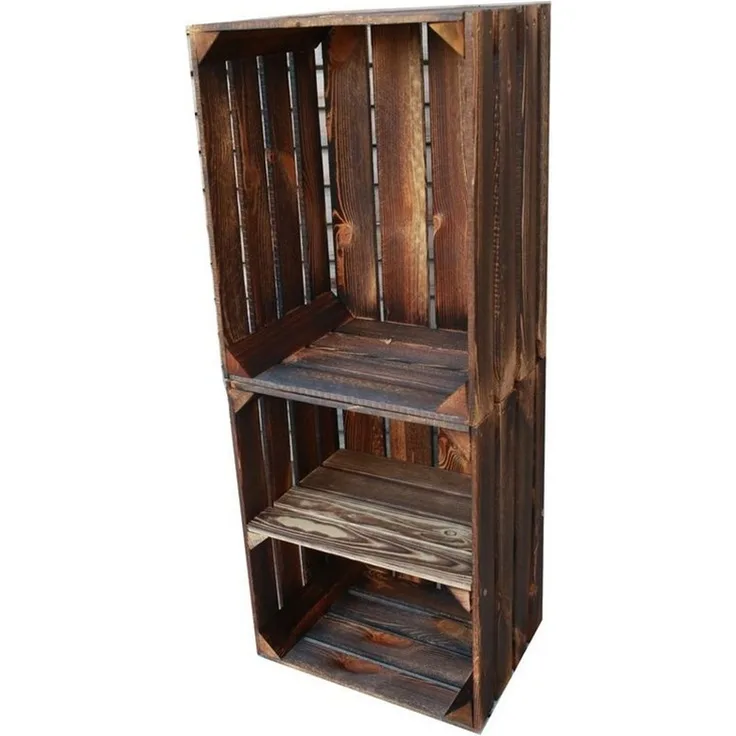Obstkisten Holzkisten Regal 4er Set 50 x 40 x 30cm Ablage Lang Dunkel Neu