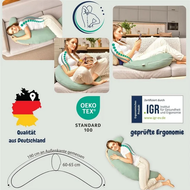 SEI Design Stillkissenbezüge Bezüg für Stillkissen Lagerungskissen Seitenschläferkissen 190x30 cm – Bild 2