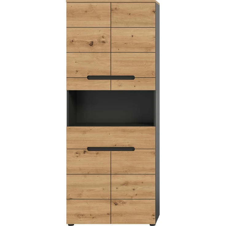 Xonox Canu Hochschrank breit (B/H/T: 76x193x34 cm) in Basalt grau Nachbildung und Artisan Nachbildung – Bild 2