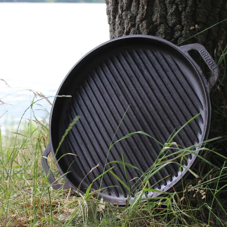 Ø36cm Gusseisenpfanne mit Deckel-Grillpfanne aus Gusseisen Bräter Schmortopf aus Gusseisen zwei Griffe Servierpfanne – Bild 10