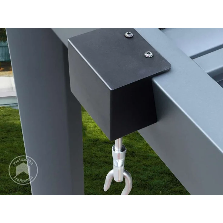 PRIMEYARD Pergola 4x4 m - Pfosten und Lamellendach aus Aluminium - anthrazitfarbene Terrassenüberdachung – Bild 8
