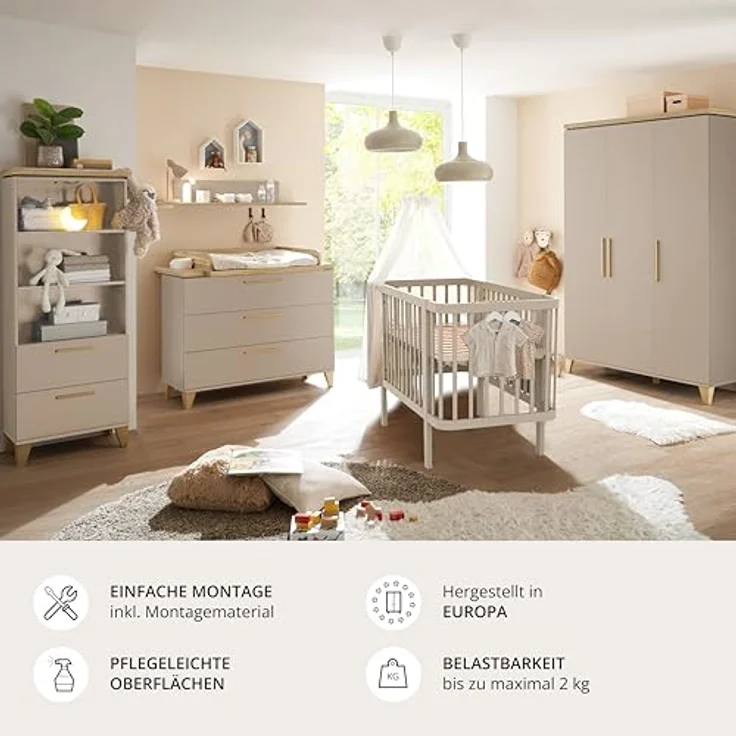 Stella Trading Hilda PEPPINI Wandboard in Mauvella Oak – modernes Wandpaneel für das Babyzimmer – 120 x 20 x 19 cm (B/H/T) – Bild 6