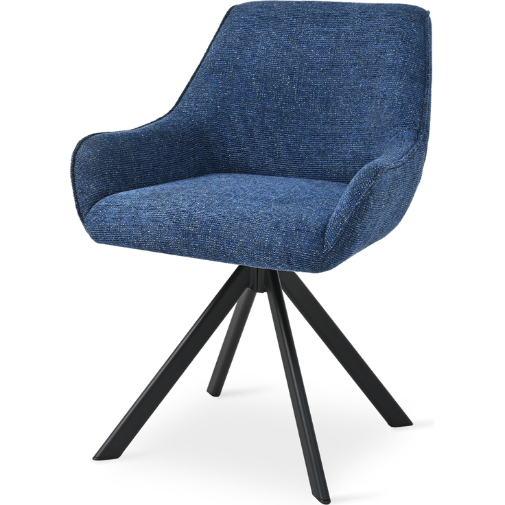 GOEURVANT 1178 Esszimmerstühle 2er-Set mit Armlehnen, 360° Drehbar, Chenille - Blau – Bild 5