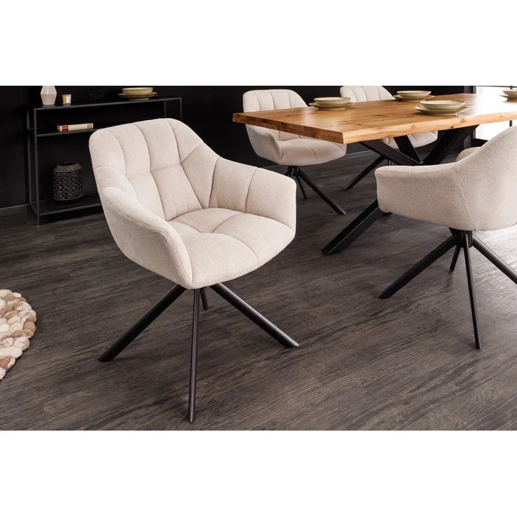 riess-ambiente Polsterstuhl PAPILLON champagner beige / schwarz (Einzelartikel, 1 St), Esszimmer · Stoff · Metall · Armlehne · 180° drehbar · Modern Design – Bild 1