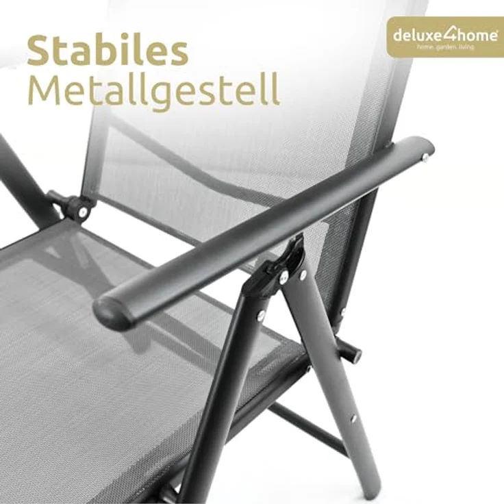 deluxe4home Gartenstuhl Hochlehner aus Metall, Klappbar & 7-stufig verstellbar – Bild 5