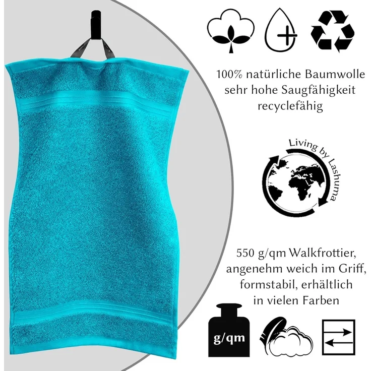 Lashuma Gästehandtücher Linz, Frottee (4-St), Modernes Gästetücher Set 30x50 cm blau – Bild 9