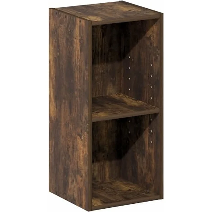 Furinno Fulda Bücherregal, 2-stöckiges schmales Bücherregal, Regal mit 10-Zoll breitem Stauraum, 23,6(T) x 25,0(B) x 53,8(H) cm, für Wohnzimmer, Schlafzimmer, Home Office, Amber-Kiefer – Bild 6