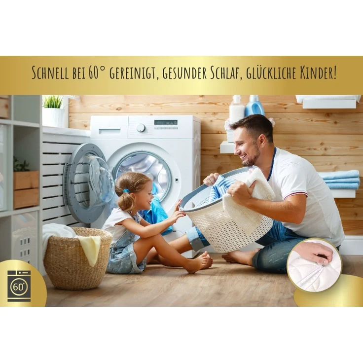 Kids Collective Kindermatratze SMART, Babymatratze 60x120 cm mit abnehmbarem Bezug, waschbar bei 60°C für Babybett oder Gitterbett, 120x60 cm, 6cm hoch, eco5 Zertifiziert – Bild 3