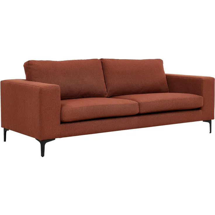 Livetastic 2-Sitzer-Sofa, Schwarz, Metall und Textil, Uni-Design, Schaumstofffüllung, 215x84x88 cm, ideal für Wohnzimmer