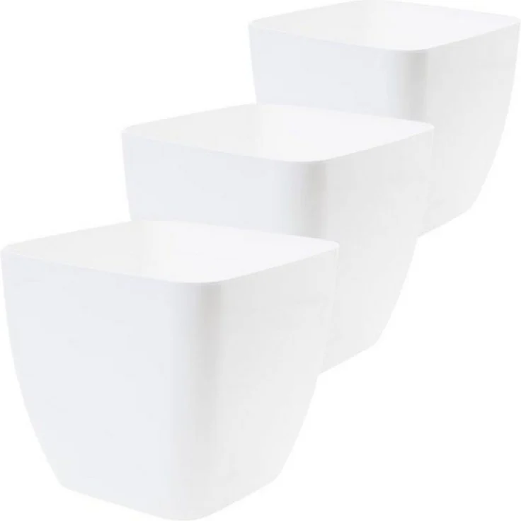 Centi Pflanzkübel Quadratischer Blumentopf wetterfest weiß 3er-Set (3er-Set) – Bild 2