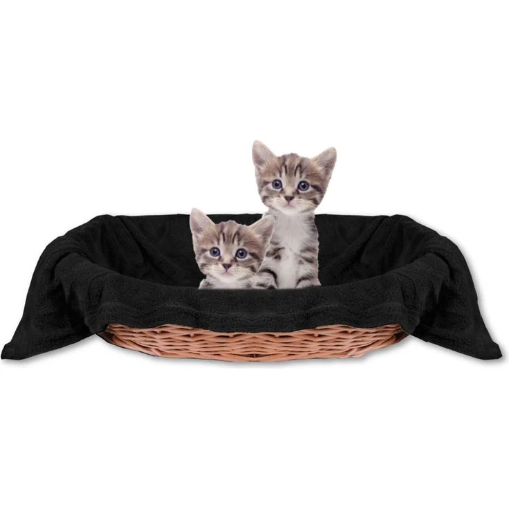 Haustierdecke Katzendecke Kuscheldecke Tierdecke , angenehm und super weich in vielen verschiedenen Farben erhältlich (60x80 cm / schwarz - black) – Bild 1