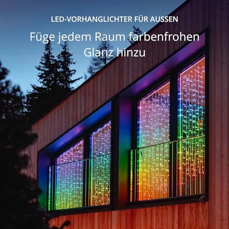 Twinkly Curtain 400 LED RGB+Weiß, LED-Lichterkette für Drinnen und Draußen, Smarte Lichter, RGB und Weiß, Kompatibel mit Alexa, Google Home, IP44, App-Steuerung, Transparentes Kabel, 3x2 m – Bild 3