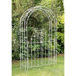 DanDiBo Rosenbogen mit Tür Metall Verzinkt Breite 140 cm Rundbogen Feuerverzinkt Wetterfest Massiv Volleisen Rankhilfe