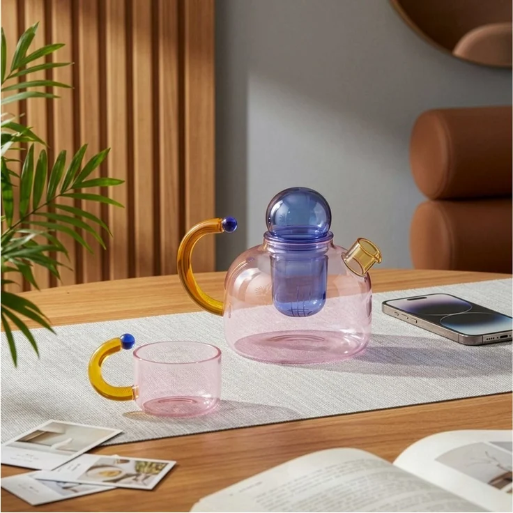 Youyijia Teekanne Teekannen Glas Teekanne Set mit 2 Tassen und herausnehmbarem Teesieb – Bild 4