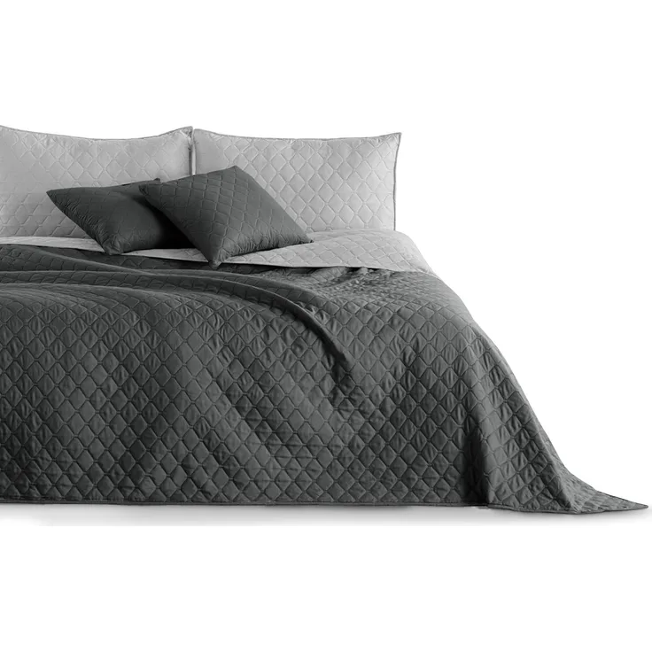DecoKing Tagesdecke 240x260 cm Graphit anthrazit grau Silber Bettüberwurf zweiseitig pflegeleicht Axel