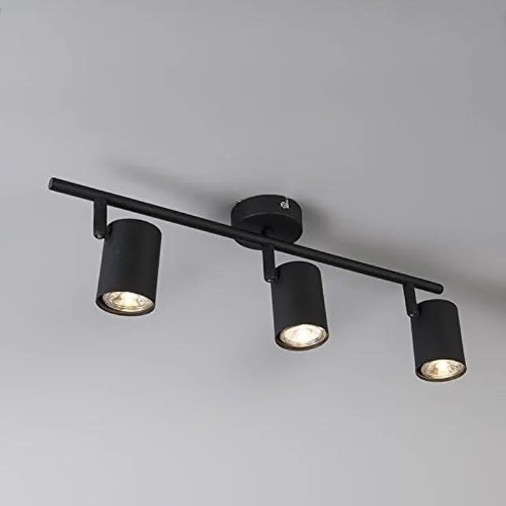 Qazqa LED Aufbaustrahler Jeana, ohne Leuchtmittel, GU10, Schwarz, Modern, Stahl, 3-flammig – Bild 2