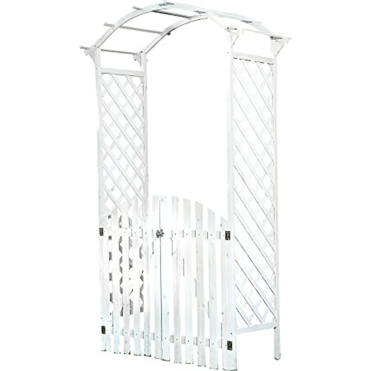 Rosenbogen Weiß Holz Pergola Torbogen Rankhilfe Spalier Rankenbogen Gartentür - Melko – Bild 8