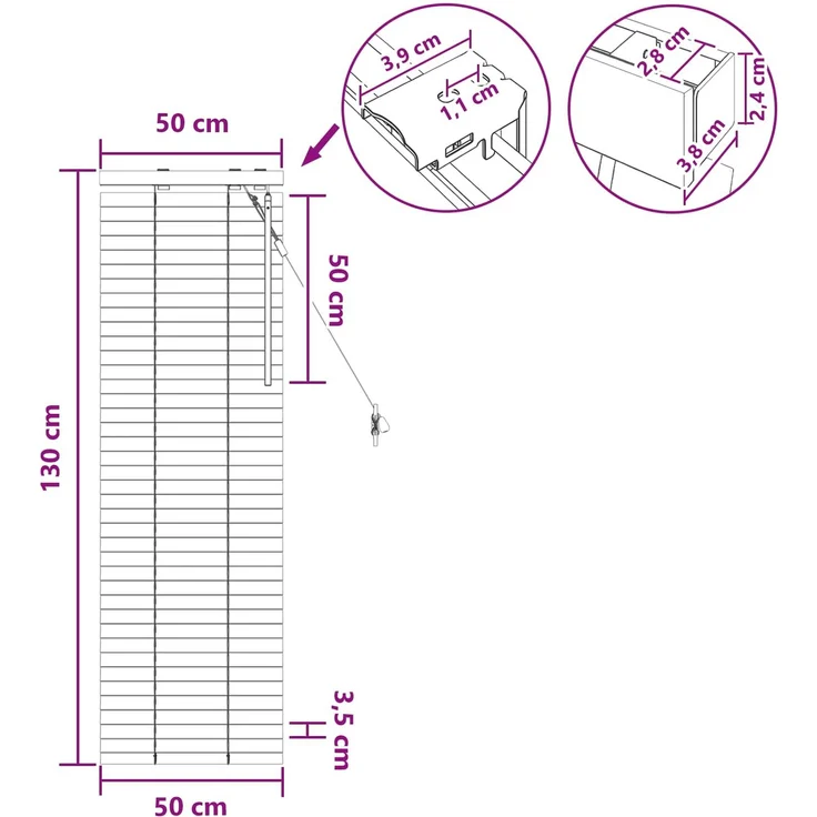 vidaXL Venezianische Jalousie Eichenoptik 50 x 130 cm 35 mm 42015306 – Bild 9