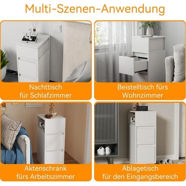oyajia Nachttisch Modern Nachttisch mit 2 Schubladen, offenes Fach,Sofatisch 25x30x65 cm, mit offenem Fach und Tür – Bild 4