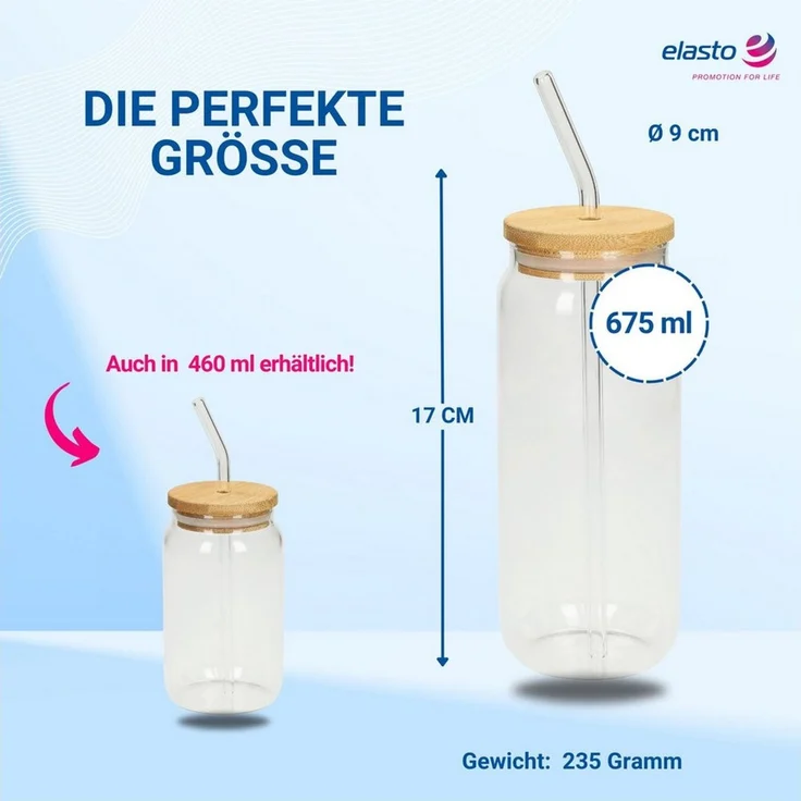 elasto Becher Trinkglas "Tropical" mit Strohhalm 675 ml natur – Bild 3