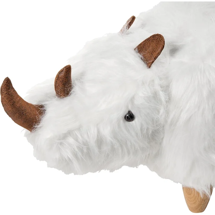 Tierhocker WOOLLY Nashorn Webpelz Weiß – Bild 8