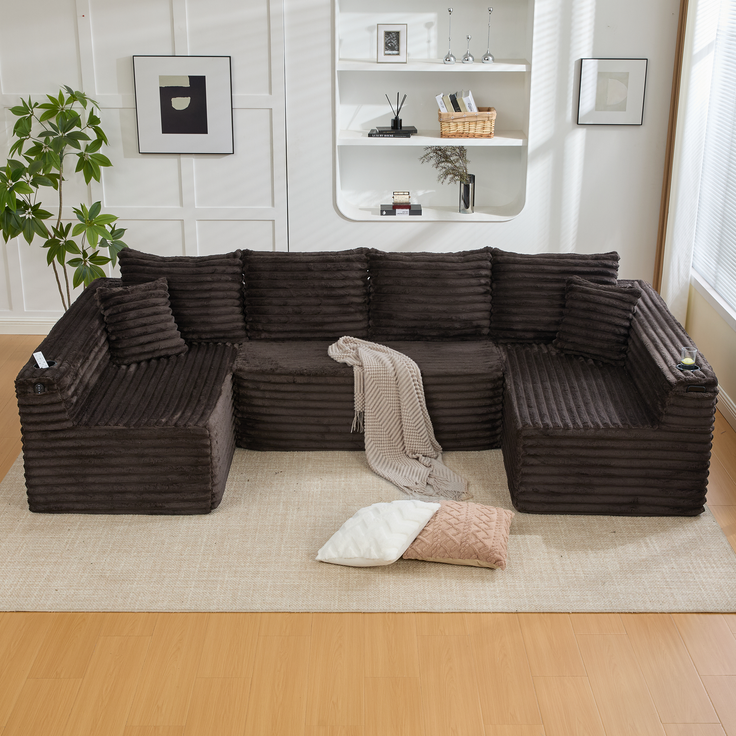 ZUBALIYA Wohnlandschaft 155x88 cm, mit Samtbezug, mit Cordbezug, mit breiten Armlehnen, mit Schaumstoffpolsterung – Bild 10