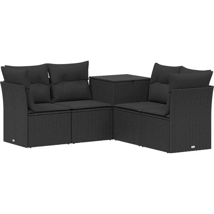 vidaXL Sofa Set 5 stk. Schwarz 179 x 179 x 85 cm Polyrattan und Stahl 3447831 – Bild 2