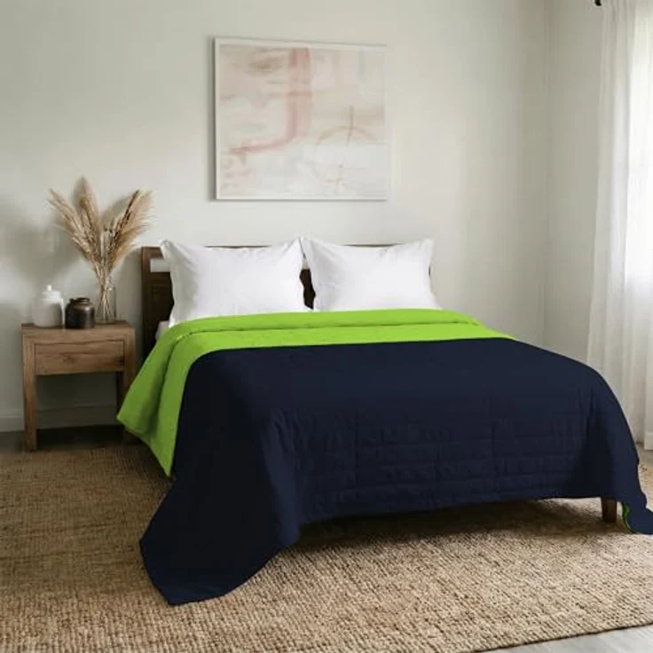 Italian Bed Linen Q-EL-2P Elegant Sommer Steppdecke apfelgrün/dunkel blau, 100% Mikrofaser, 260x270 cm – Bild 12