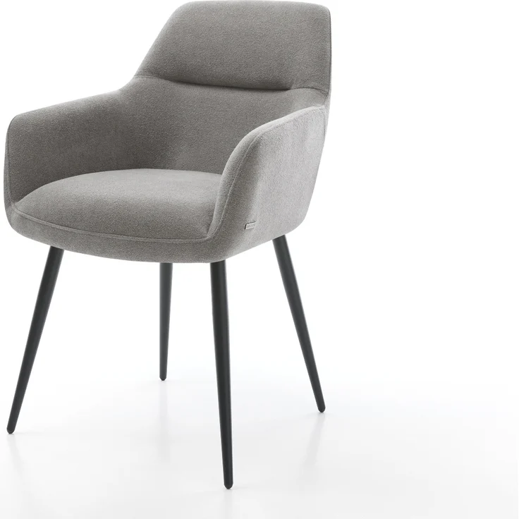 Esszimmerstuhl Pejo-Flex Strukturstoff Soft Grau 4-Fuß konisch Schwarz Taschenfederkern – Bild 1