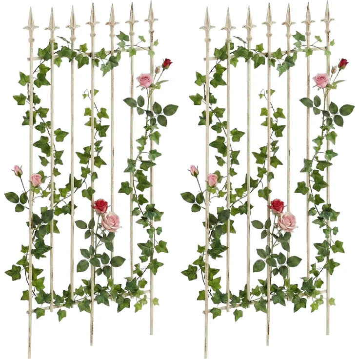 Rankgitter FREYA 2er Set - 50x0,7x100cm, Metall, Antik-Creme | Rankhilfe Kletterpflanzen Gartendekoration – Bild 1