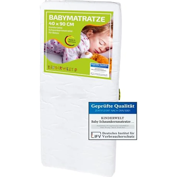 Babymatratze Schaumkernmatratze Comfort 7 cm 40 x 90 cm weiß, KiNDERWELT, 7 cm hoch – Bild 2