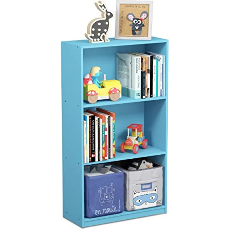 Furinno Basic Bücherregal mit 3 Fächern, Aufbewahrungsregal, holz, Hellblau, 23. 5x55. 25x100. 33 cm – Bild 2