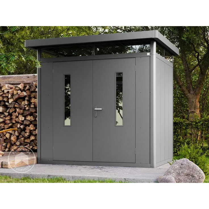 GFP Primeyard Gerätehaus Metall Gartenhaus 228x180x231 cm Geräteschuppen anthrazit