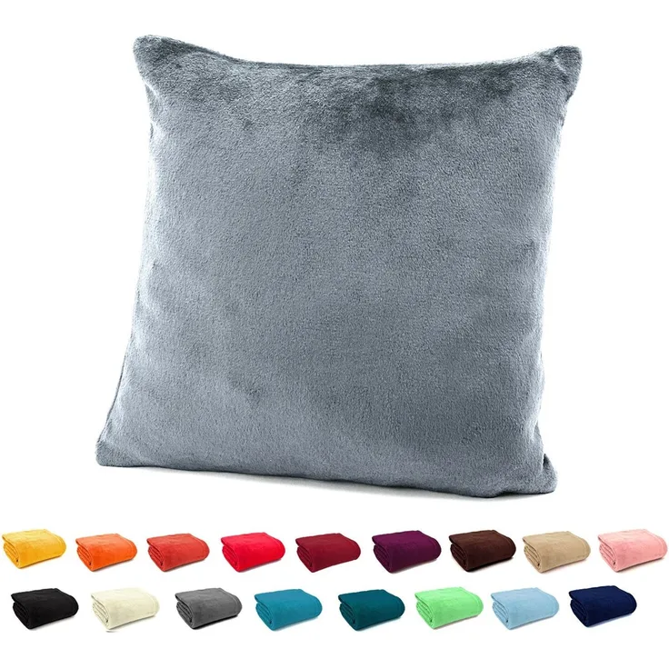 heimtexland Dekokissen Flanell Soft Kuschelkissen Plüsch Kissenbezug, super weich und flauschig, Allergiker geeignet, atmungsaktiv