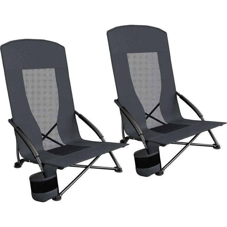 TLGREEN Klappstuhl Klappbar Strandstuhl,Campingstuhl mit Tragetasche, Getränkehalter, (2 St),150 kg Tragkraft für Outdoor, Camping, Strand, Sandkonzert – Bild 1