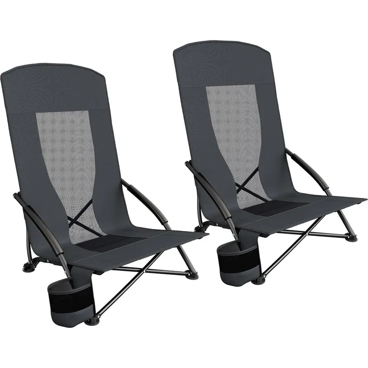 TLGREEN Klappstuhl Klappbar Strandstuhl,Campingstuhl mit Tragetasche, Getränkehalter, (2 St),150 kg Tragkraft für Outdoor, Camping, Strand, Sandkonzert