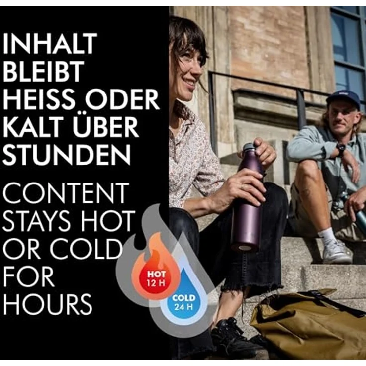 THERMOcafé Isolierflasche TC BOTTLE, aus doppelwandigem Edelstahl, spülmaschinenfest, gummierter Drehverschluss, absolut dicht bei Kohlensäure – Bild 3