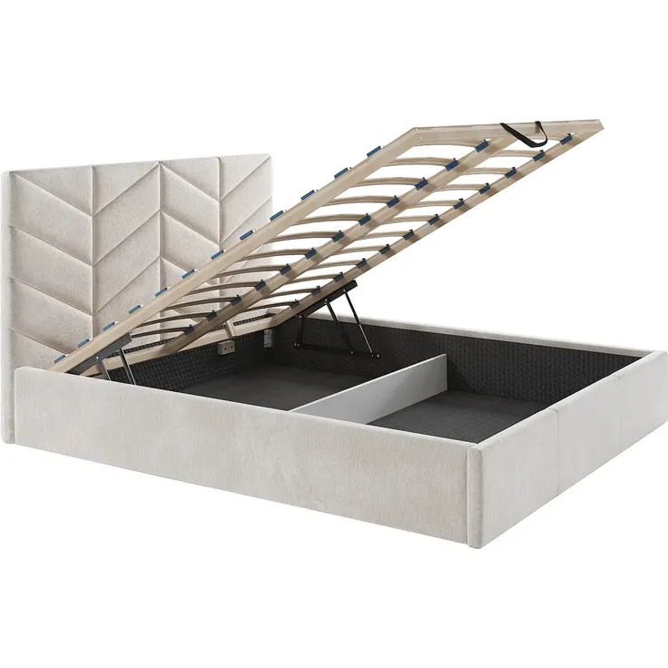 Vente-unique - JUSTANI Bett Stoff Beige - B 213 cm x H 106 cm x L 210 cm – Bild 6