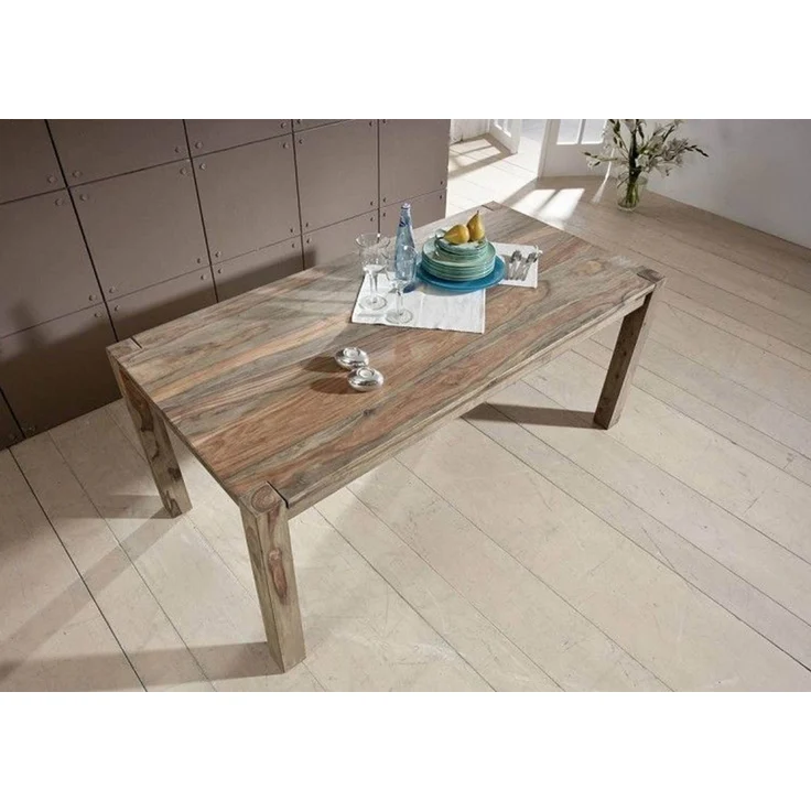 Esstisch Sheesham 120 x 90 x 76 grau geölt NATURE GREY #502 – Bild 3