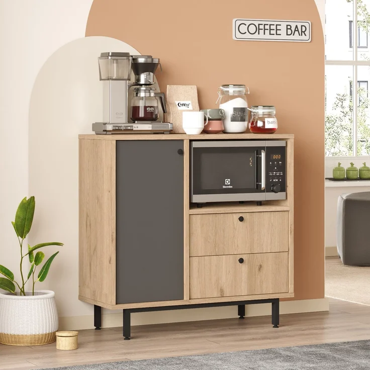 Skye Decor 'LAT1-SA' Mehrzweckschrank, Eiche / Anthrazit, 88 x 85 x 35,5 cm – Bild 2