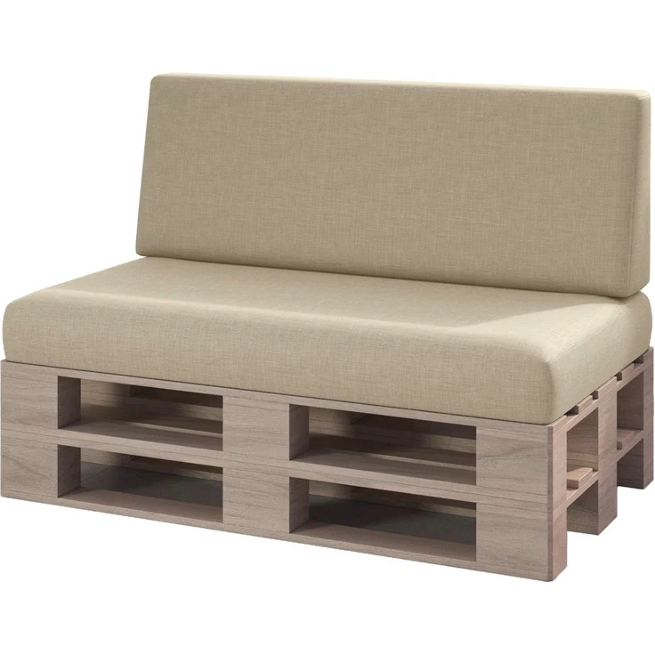 sunnypillow Palettenkissen mit abnehmbarem Bezug Kaltschaum Palettenauflage Palettenpolster Palettensofa Sitzkissen Rückenlehne Indoor Outdoor 2er Set 120x80 Cremefarben – Bild 1