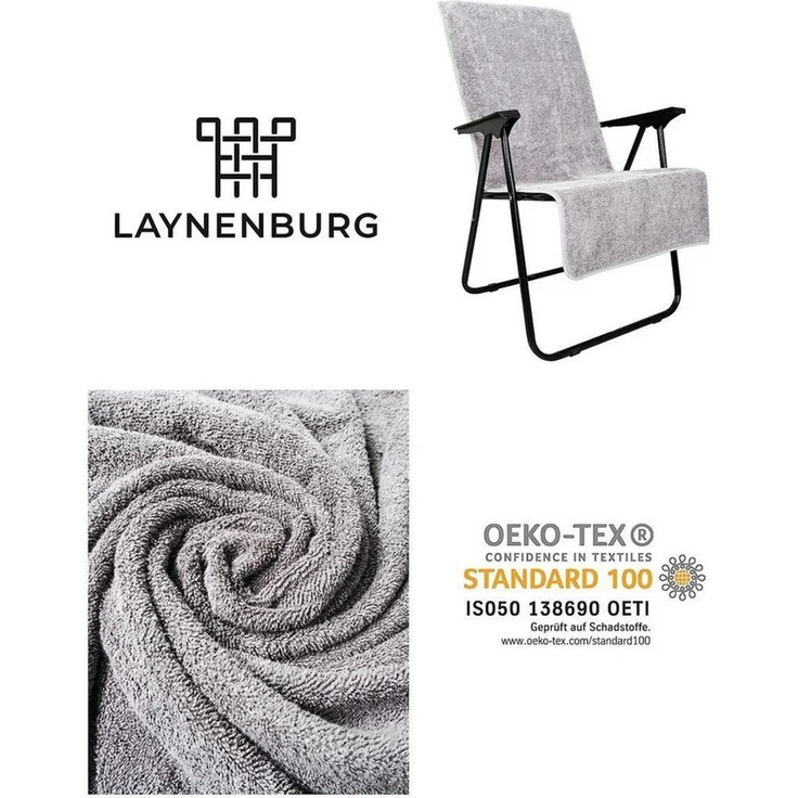 Laynenburg Handtuch Frottee Schonbezug Gartenstuhl, Baumwolle (2-St), Handtuch-Bezug Hochlehner - Stuhl-Bezug mit Umschlag für Campingstuhl – Bild 3