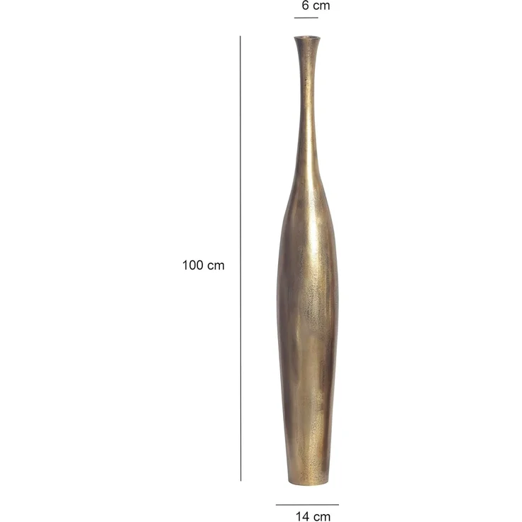 Deko Vase BOTTLE L 100 cm Aluminium Gold Blumenvase Modern Groß – Bild 4