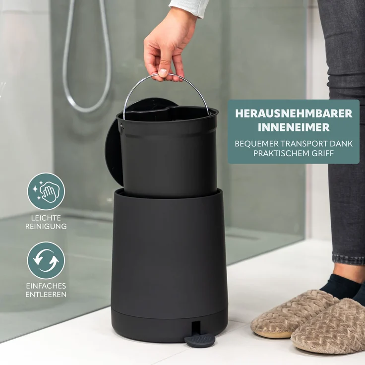 eluno Kosmetikeimer TESERO, Treteimer 4 Liter aus Kunststoff – Bild 6