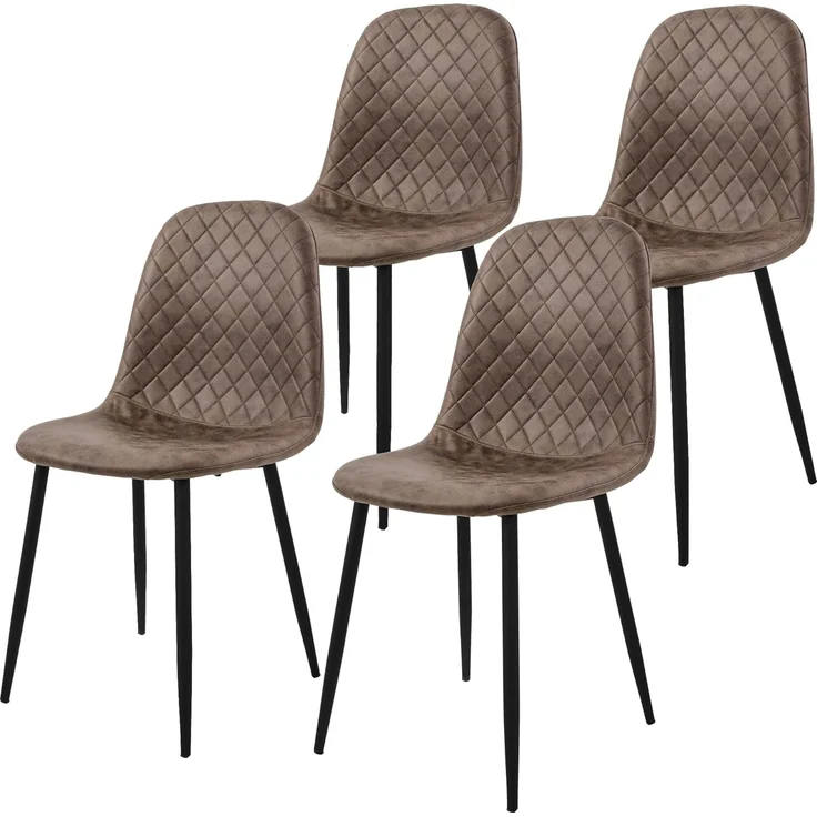 ML-DESIGN Stuhl Esszimmerstuhl mit Rückenlehne, Polsterstuhl mit Metallbeinen (4 St), Wohnzimmerstuhl ergonomisch Braun mit Kunstlederbezug Küchenstuhl – Bild 1