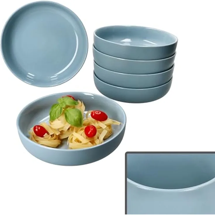 Ritzenhoff & Breker Suppenteller Ritzenhoff 6x Jasper Suppenteller 610ml Graublau Steingut tiefe Teller
