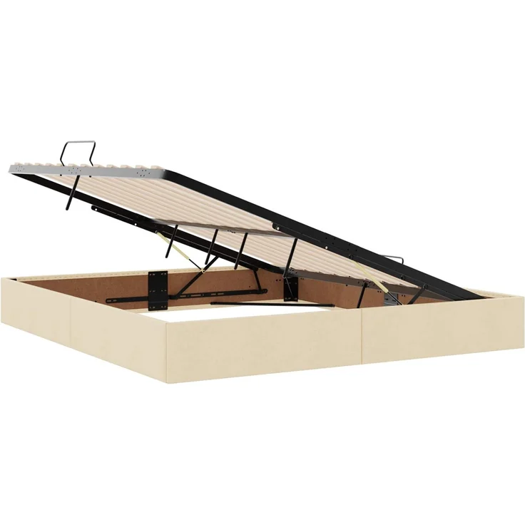 vidaXL Aufbewahrungsbett mit Matratze Creme 160 x 200 cm Stoff 3459454 – Bild 5