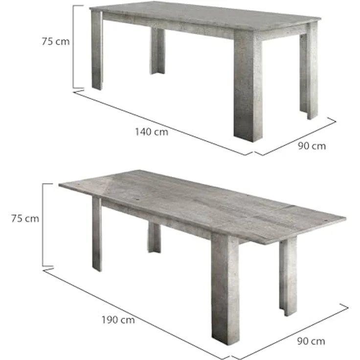 Dmora - Ausziehbarer Tisch Nanni, ausziehbare Konsole für bis zu 10 Sitzplätze, ausziehbare Konsole 100 % Made in Italy, 140/190 x 90 x 75 cm, grauer Marmor – Bild 2