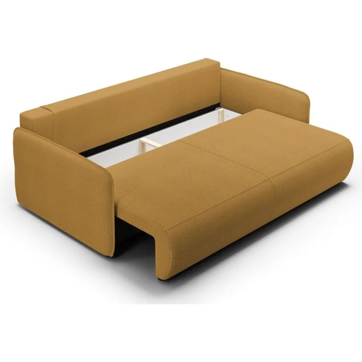 Sofa 2-Sitzer mit Schlaffunktion CALGARY Stoff Curio Senfgelb – Bild 3